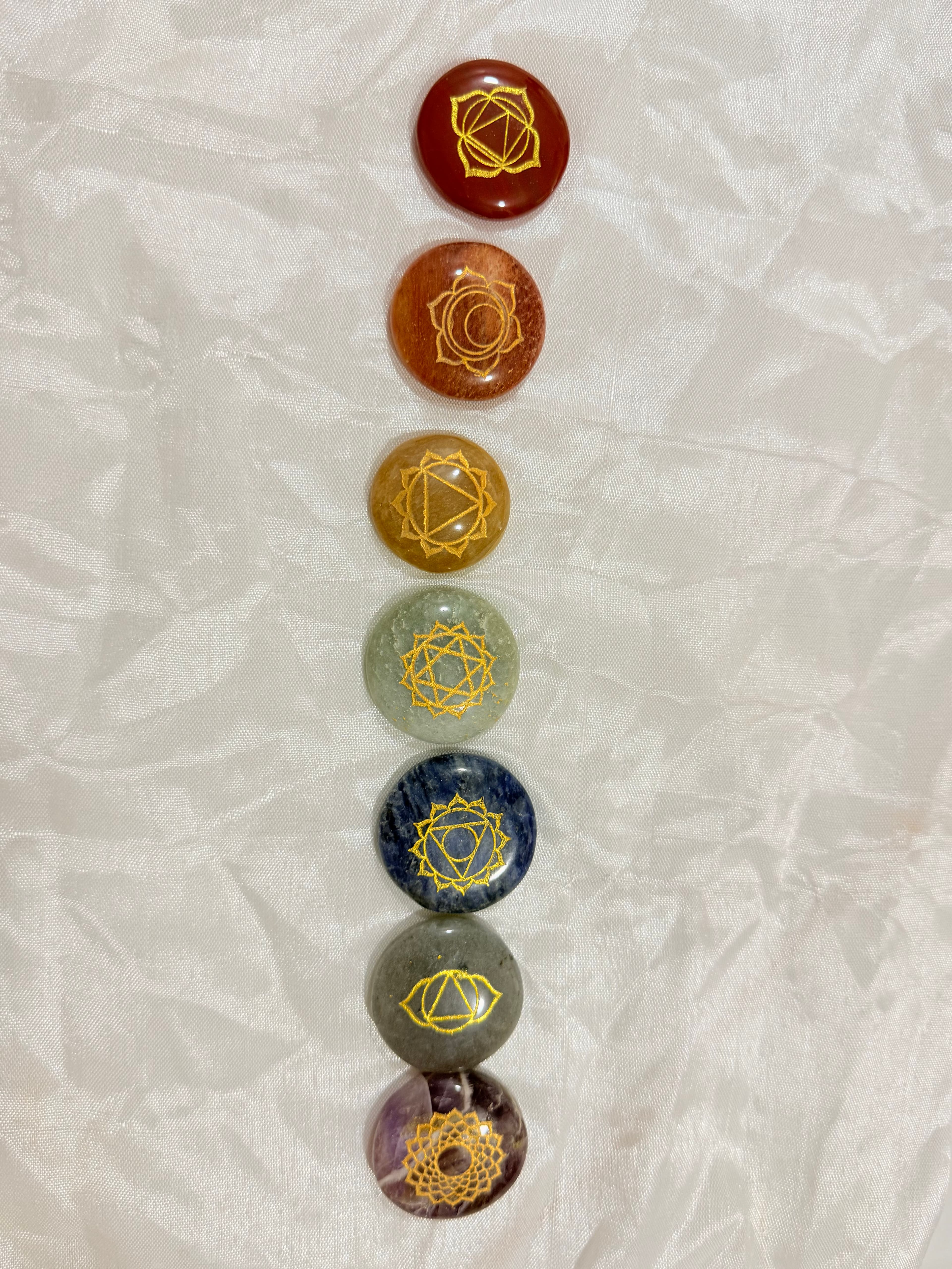 Natural 7 Chakra Oval Palm Stones Set | Reiki Healing & Energy Balance thumbnail 3